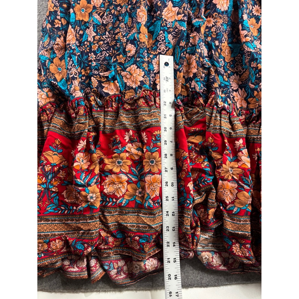 Baltic Born Floral Maxi Dress XL Boho Smocked Empire Waist V-Neck Tiered Rayon - Picture 6 of 7